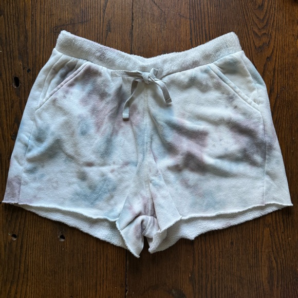 Free People Kelly Washed shorts tie dye white fleece XS drawstring sweatpants - Picture 2 of 8